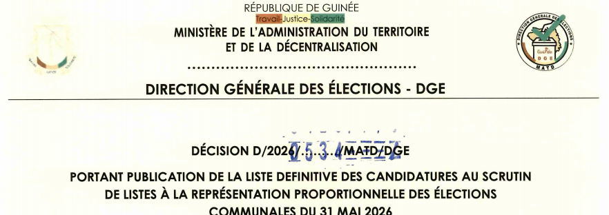 DÉCISION PORTANT PUBLICATION DE LA LISTE DEFINITIVE DES CANDIDATURES AUX ÉLECTIONS COMMUNALES DANS LA COMMUNE DE MISSIRA PRÉFECTURE DE TÉLIMELÉ 