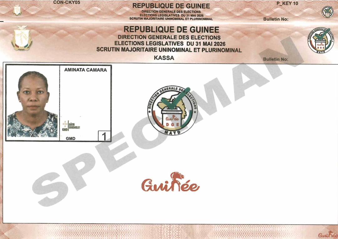 SPECIMENS DES SCRUTINS MAJORITAIRE UNINOMINAL ET PLURINOMINAL ET DE LISTE DES CONSEILLERS COMMUNAUX DU 31 MAI 2026 - CONAKRY/KASSA